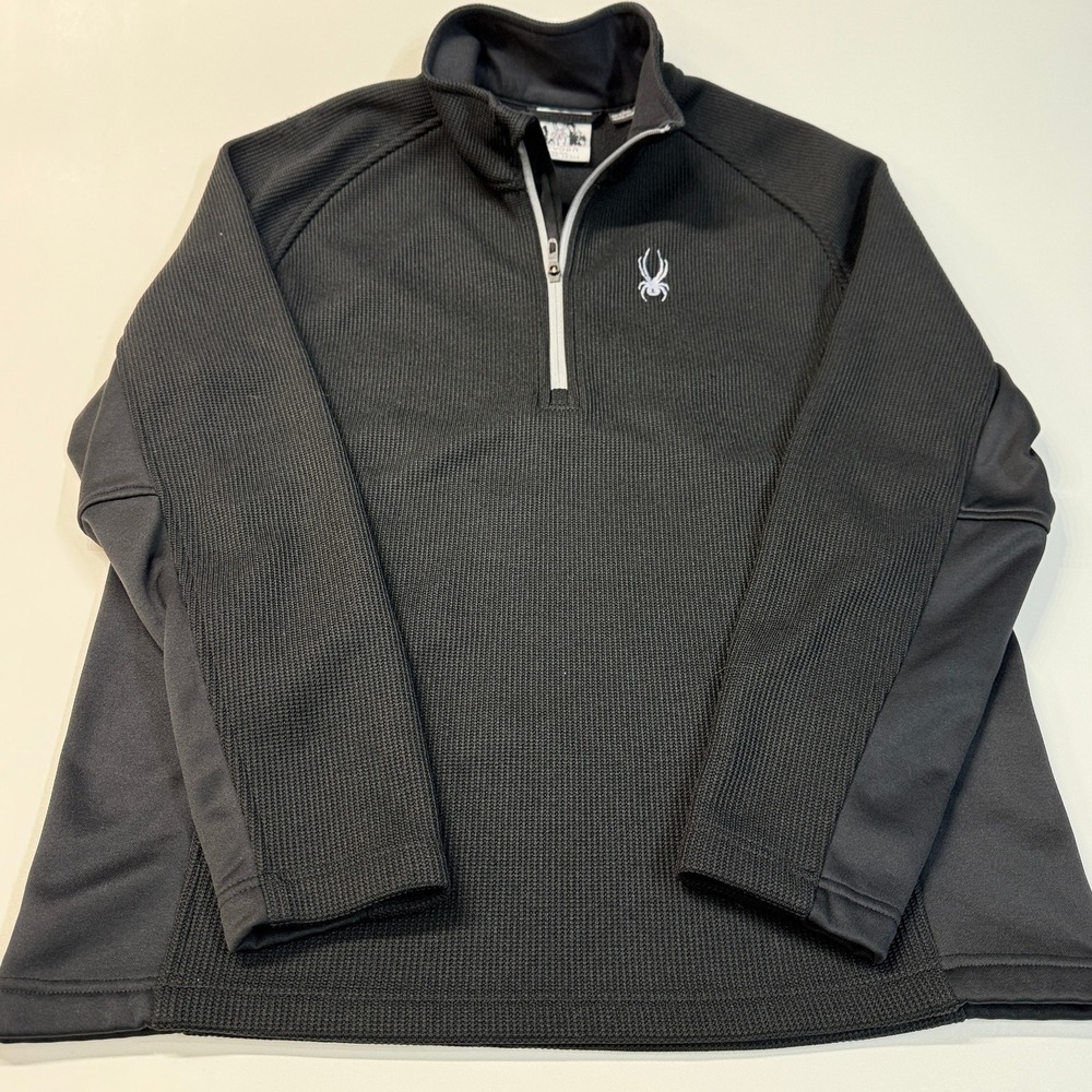 Spyder Mens‎  XL Black 1/4 Zip Pullover Sweater Jacket Performance